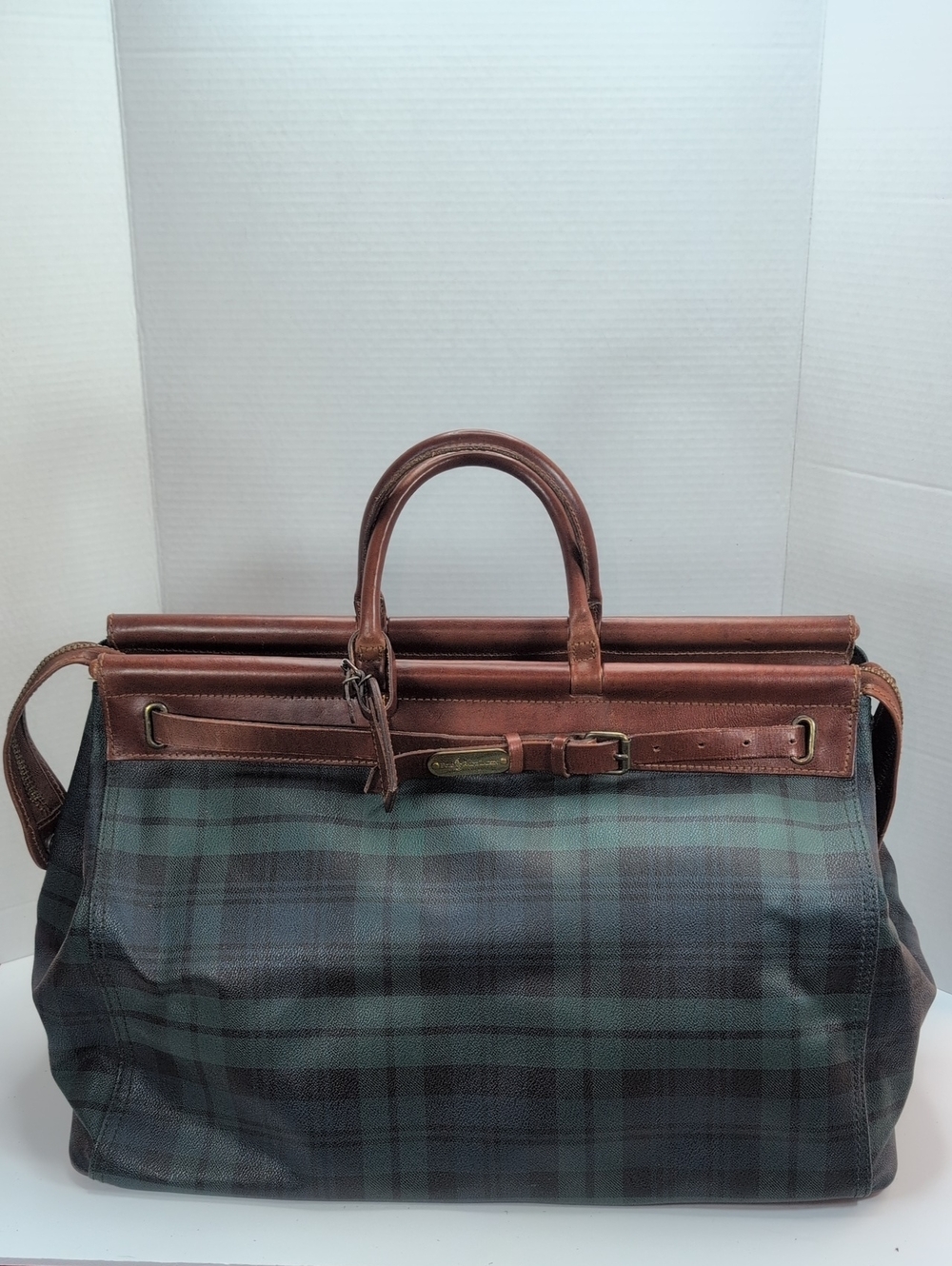 Polo Ralph Lauren Vintage Black Watch Tartan Plaid Doctors Travel Weekend Bag